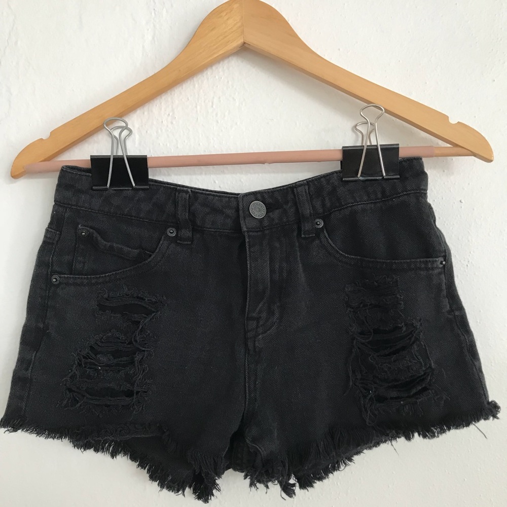 Black jean shorts